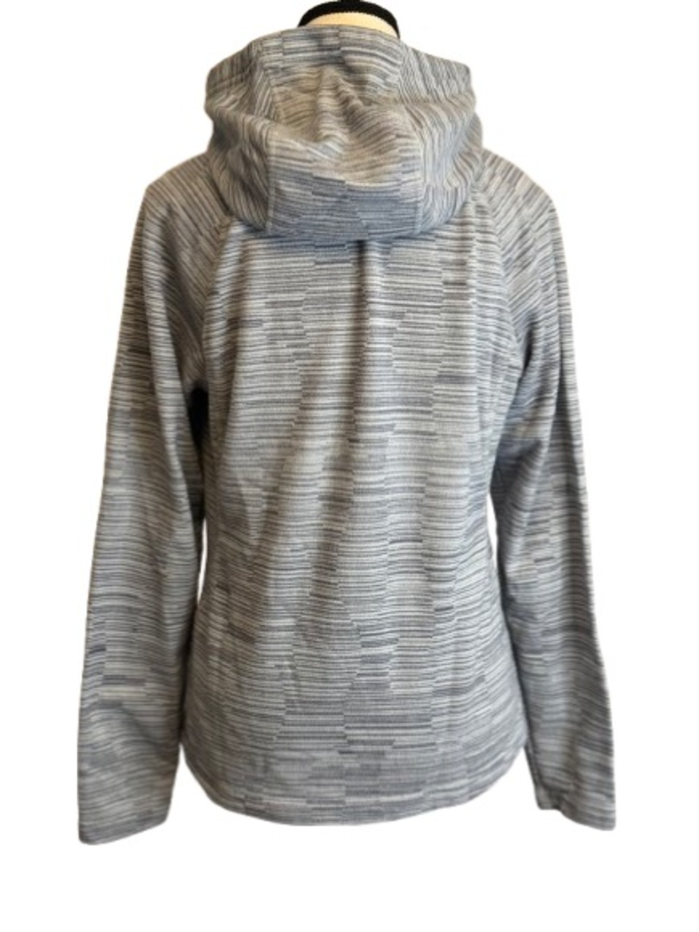 The North Face Mezzaluna Full Zip up Fleece Hoodie Jacket Gray Stria Women M - Picture 8 of 8